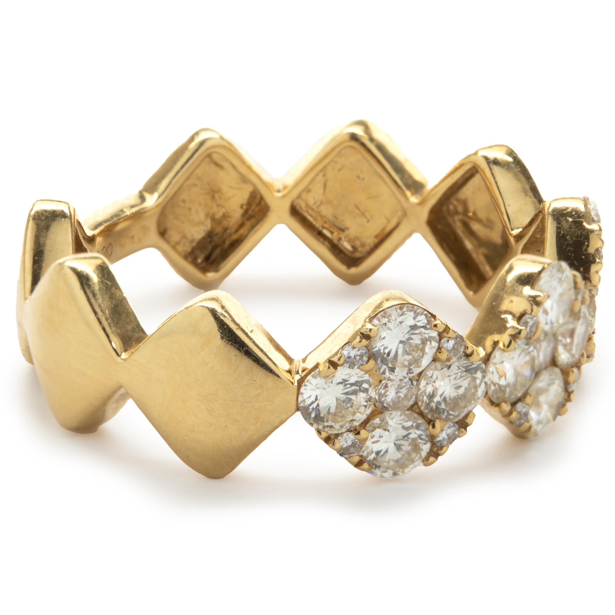 Taille ronde Anneau en forme de cerf-volant en or jaune 18 carats et diamants taille rose en vente