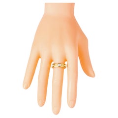 18 Karat Yellow Gold Rose-Cut Diamond Three-Stone Ring in Art-Deco Style