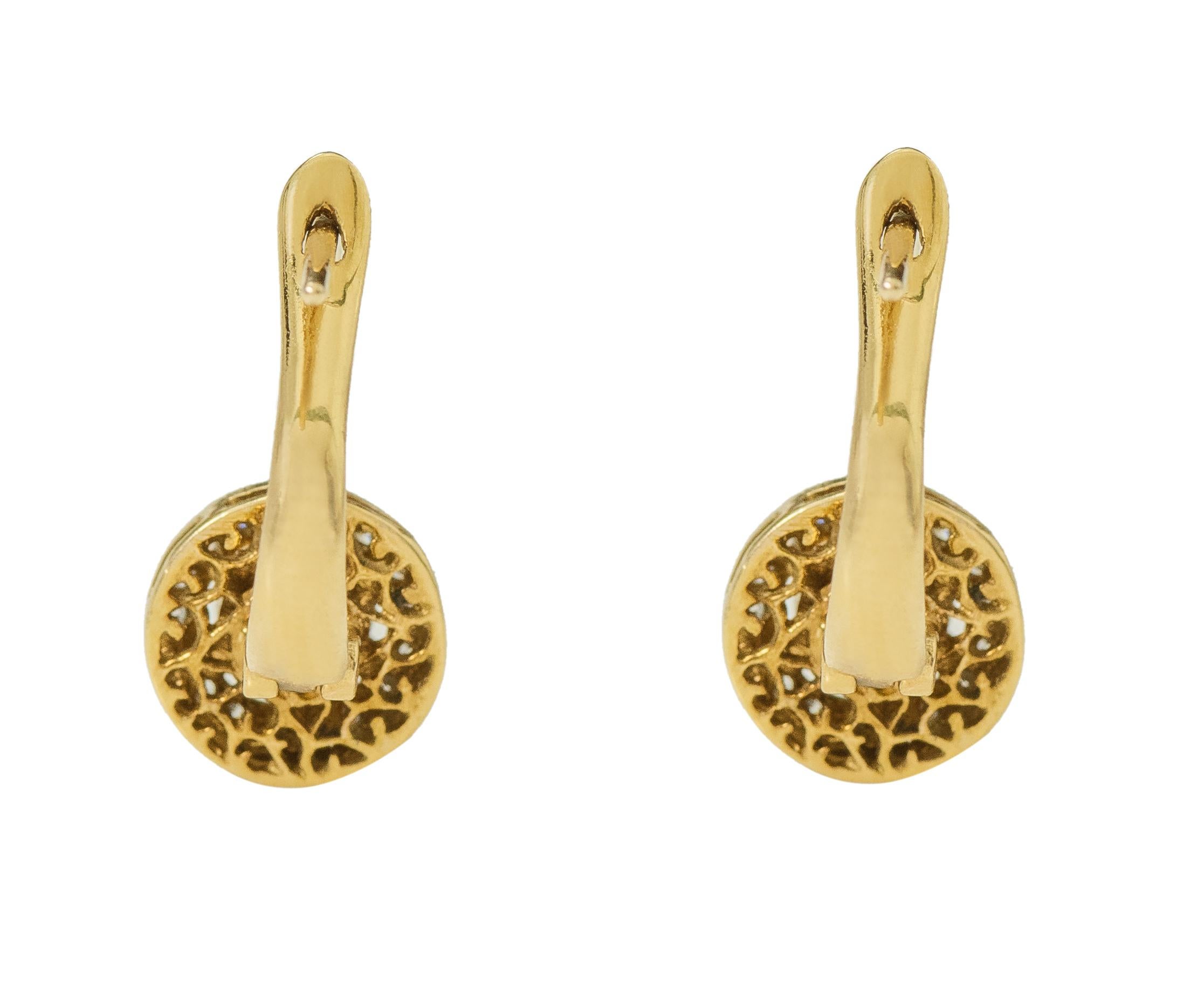 18 Karat Yellow Gold Rose-Cut Solitaire Diamond Drop Earrings in Art Deco Style In New Condition For Sale In Jaipur, IN