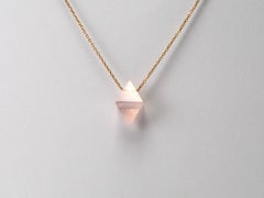 18 Karat Yellow Gold Rose Quartz Necklace