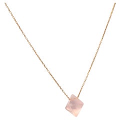 18 Karat Yellow Gold Rose Quartz Necklace