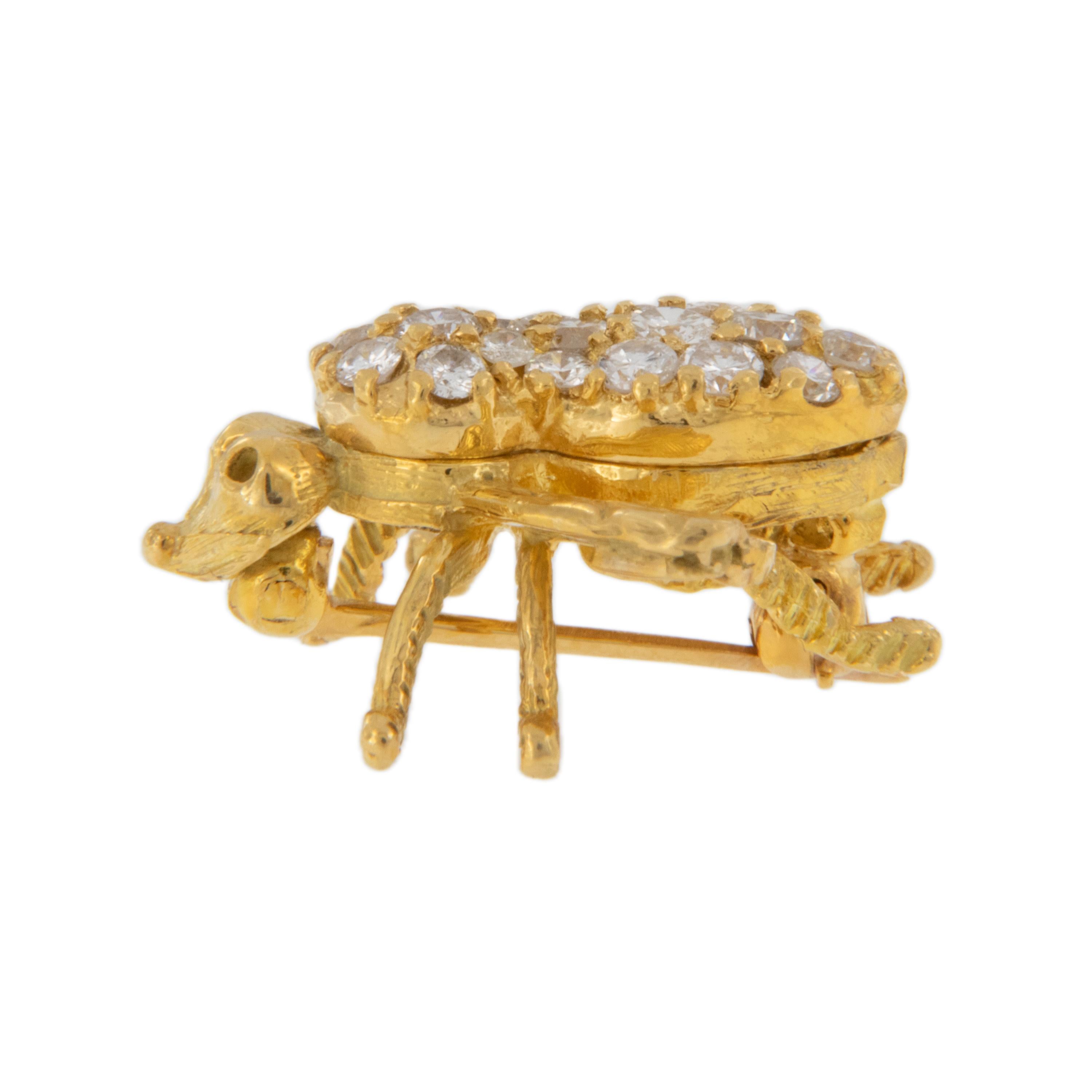 Women's or Men's 18 Karat Yellow Gold Rosenthal Diamond Bee Pin Brooch 