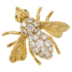 Broche abeille Rosenthal en or jaune 18 carats et diamants 