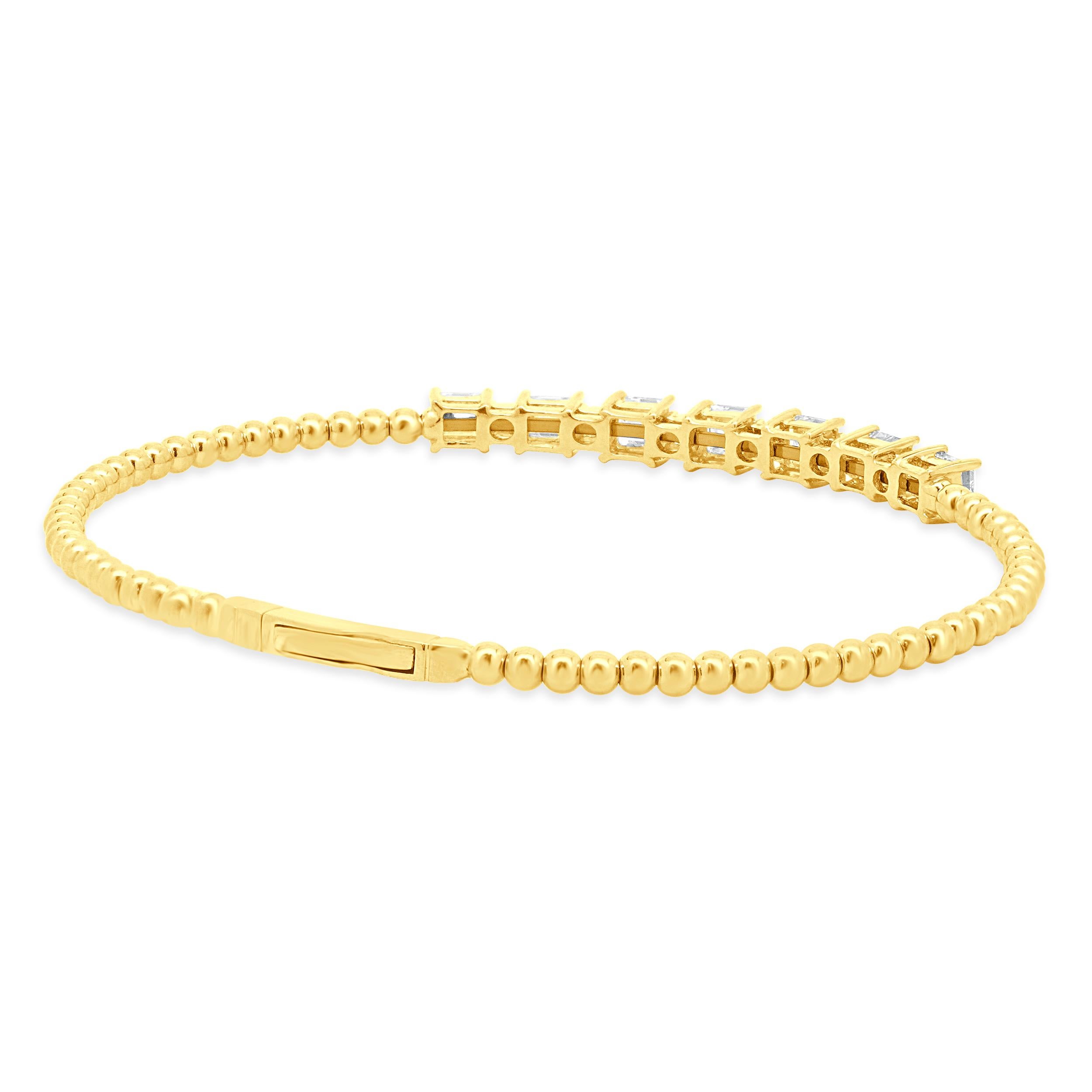 Taglio Asscher Bracciale flessibile con diamanti alternati in oro giallo 18 carati con taglio rotondo e Asscher in vendita
