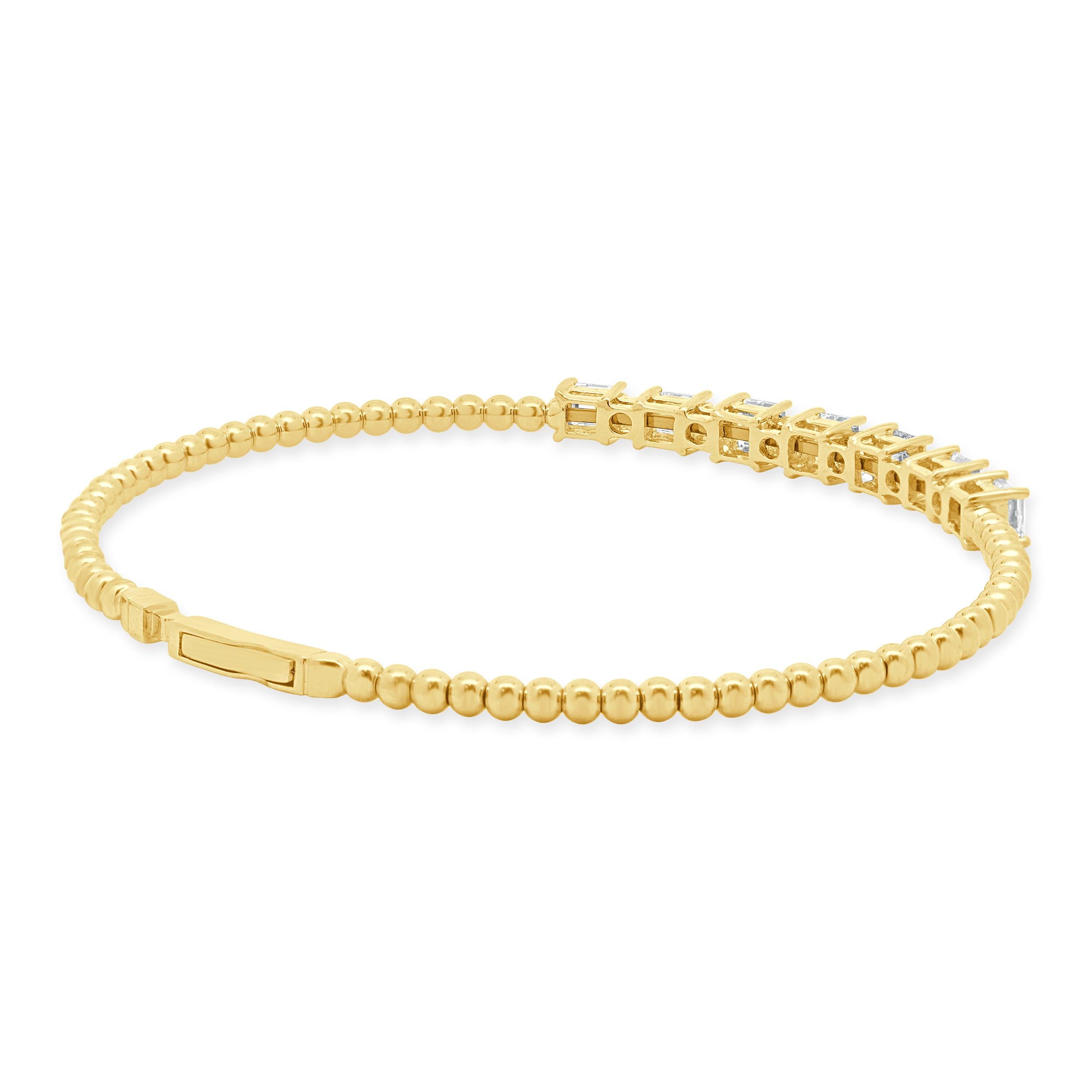 Bracciale flessibile con diamanti alternati in oro giallo 18 carati con taglio rotondo e Asscher In condizioni ottime in vendita a Scottsdale, AZ