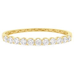 18 Karat Yellow Gold Round Brilliant Cut Diamond Bangle Bracelet