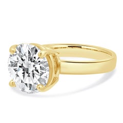 18 Karat Yellow Gold Round Brilliant Cut Diamond Engagement Ring