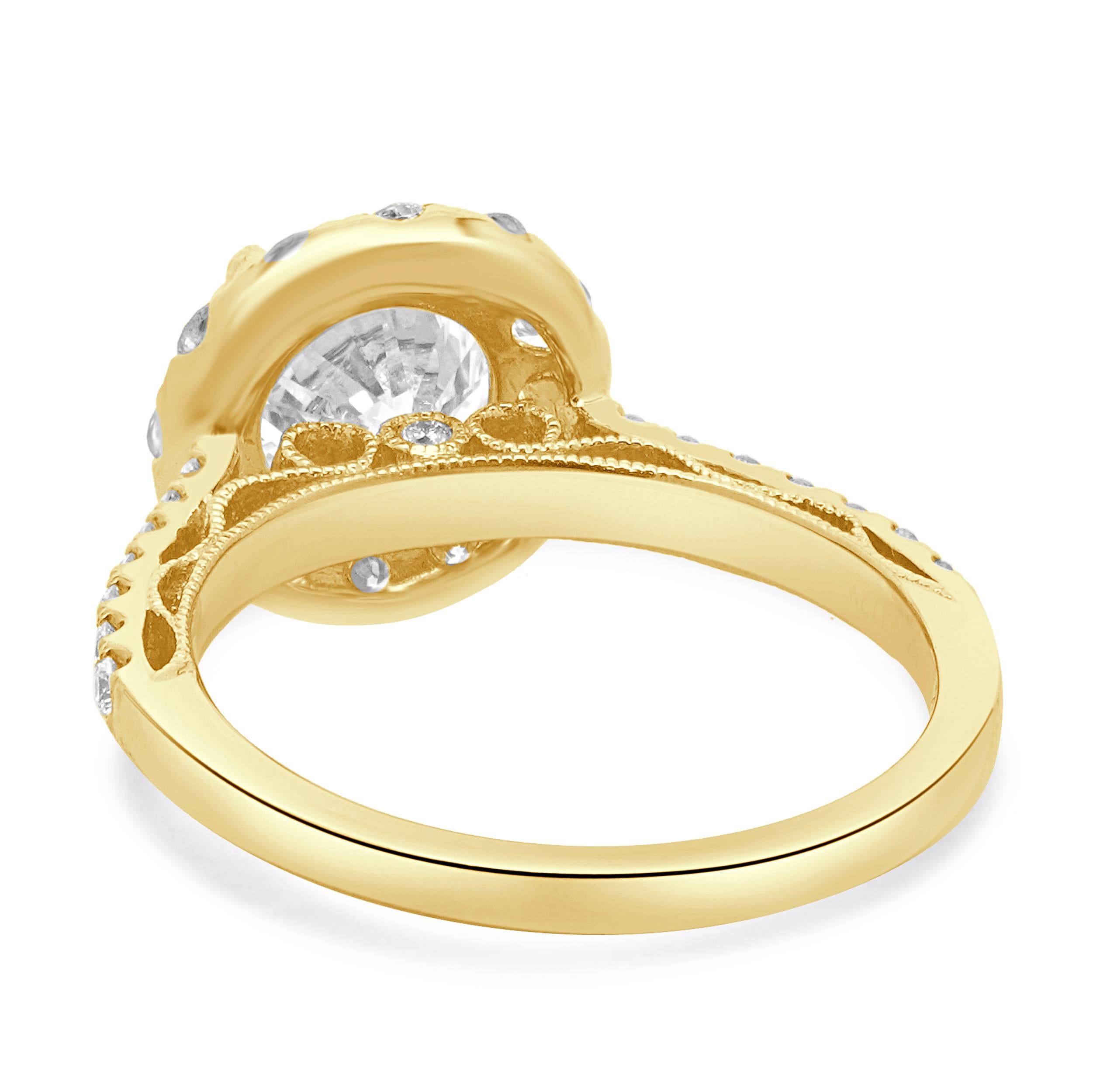 Bague de fiançailles en or jaune 18 carats avec diamant rond taillé en brillant Excellent état - En vente à Scottsdale, AZ