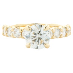 18 Karat Yellow Gold Round Brilliant Cut Diamond Engagement Ring