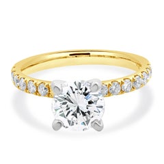 Verlobungsring aus 18 Karat Gelbgold mit rundem Diamanten im Brillantschliff