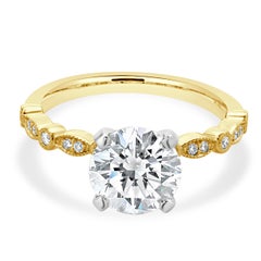 18 Karat Yellow Gold Round Diamond Engagement Ring