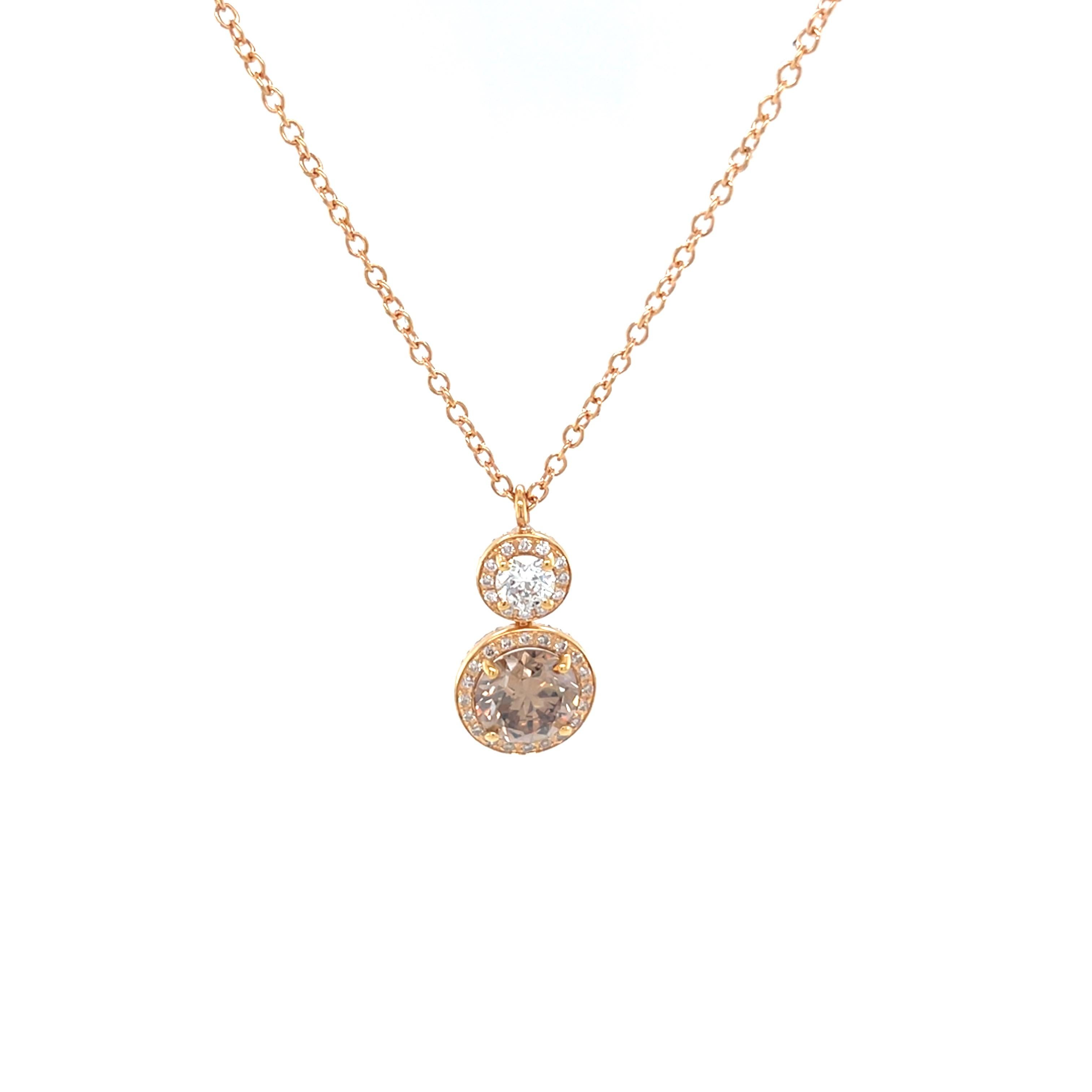 18 Karat Yellow Gold Round Diamond Pendant For Sale 1