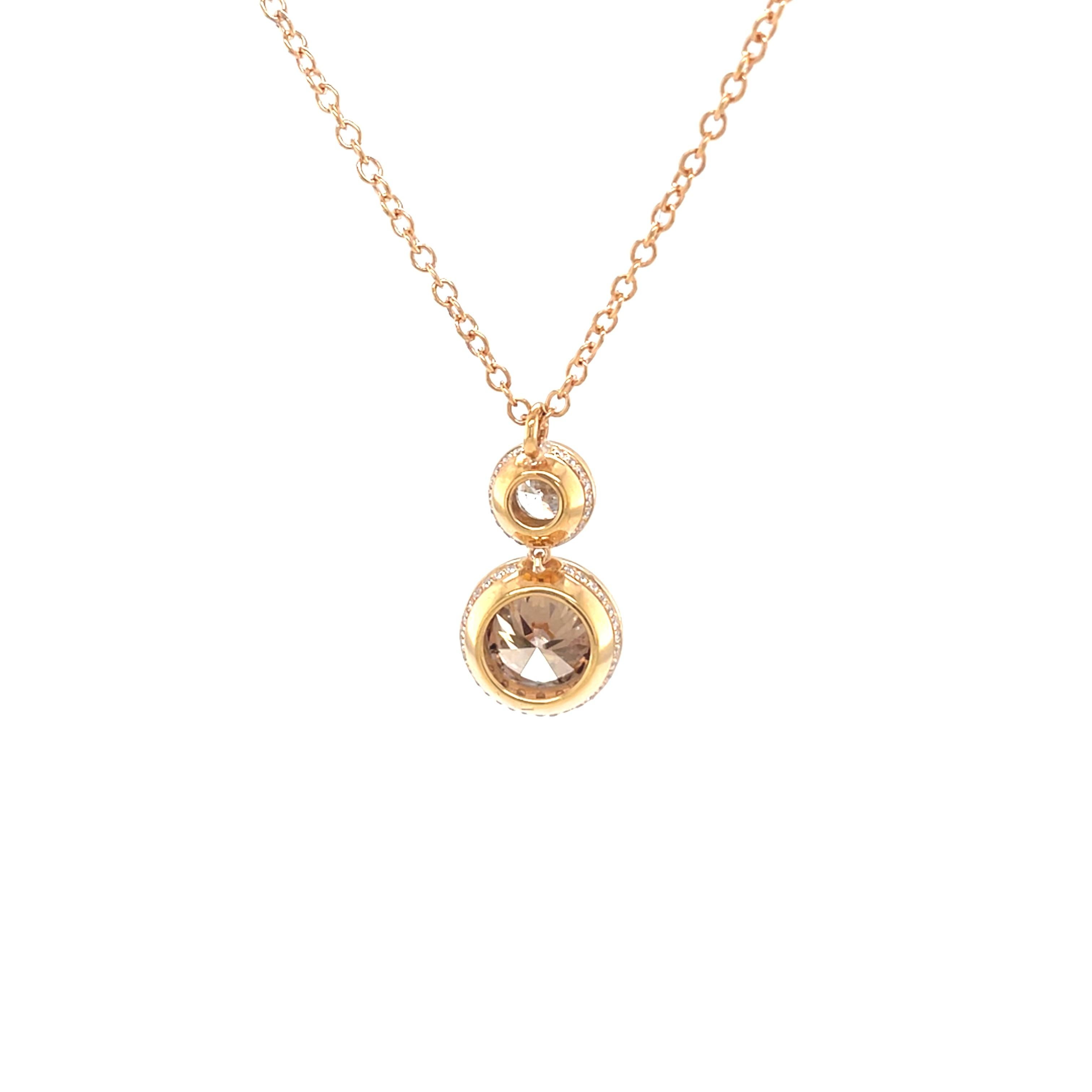 18 Karat Yellow Gold Round Diamond Pendant For Sale 3