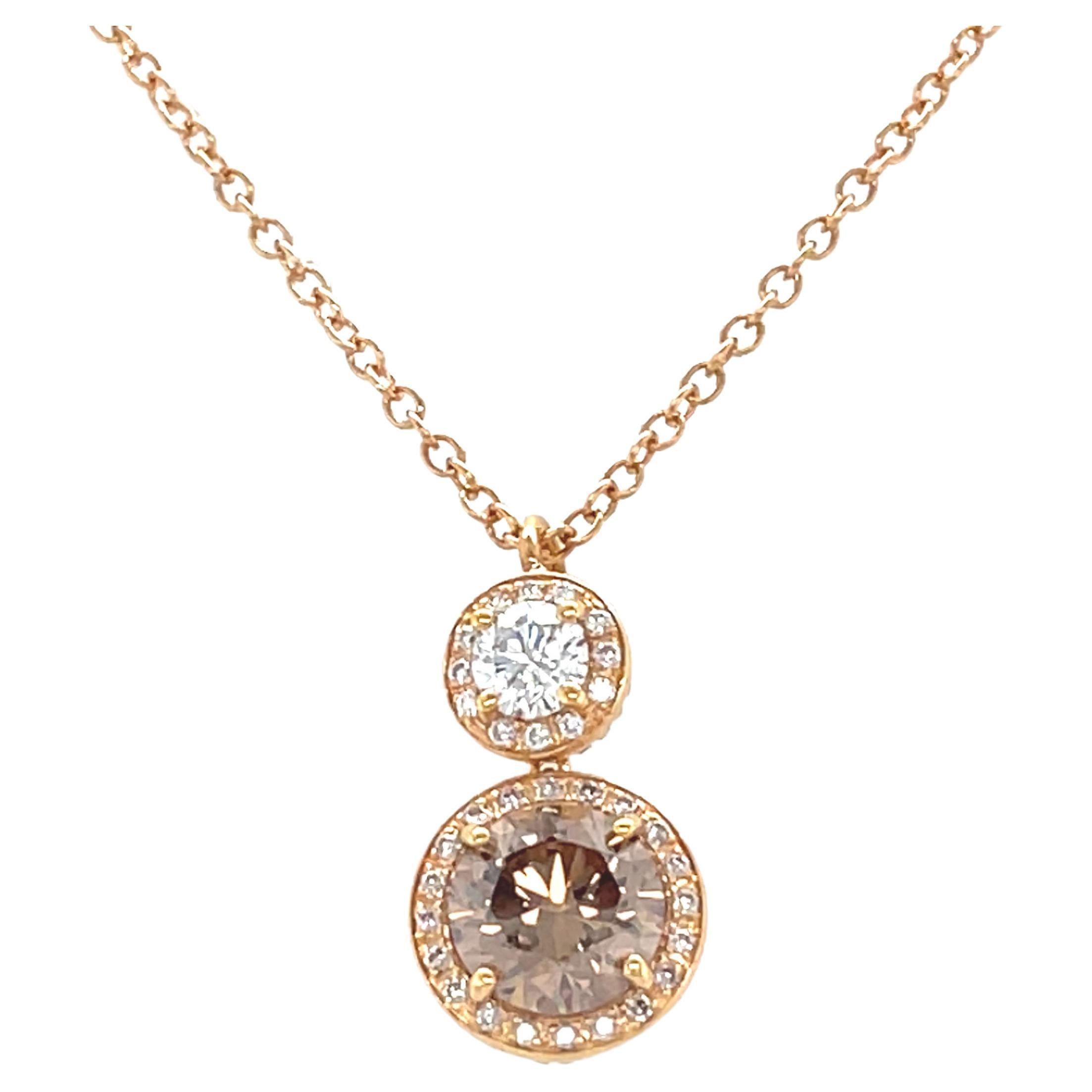 18 Karat Yellow Gold Round Diamond Pendant