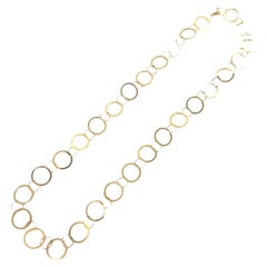 18 Karat Yellow Gold Round Open Link Modern Necklace 36 Inches