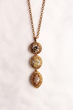 18 Karat Yellow Gold Round Oval Marquise Diamond Pendant