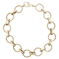Pulsera de eslabones retorcidos redondos de oro amarillo de 18 quilates 7 pulgadas