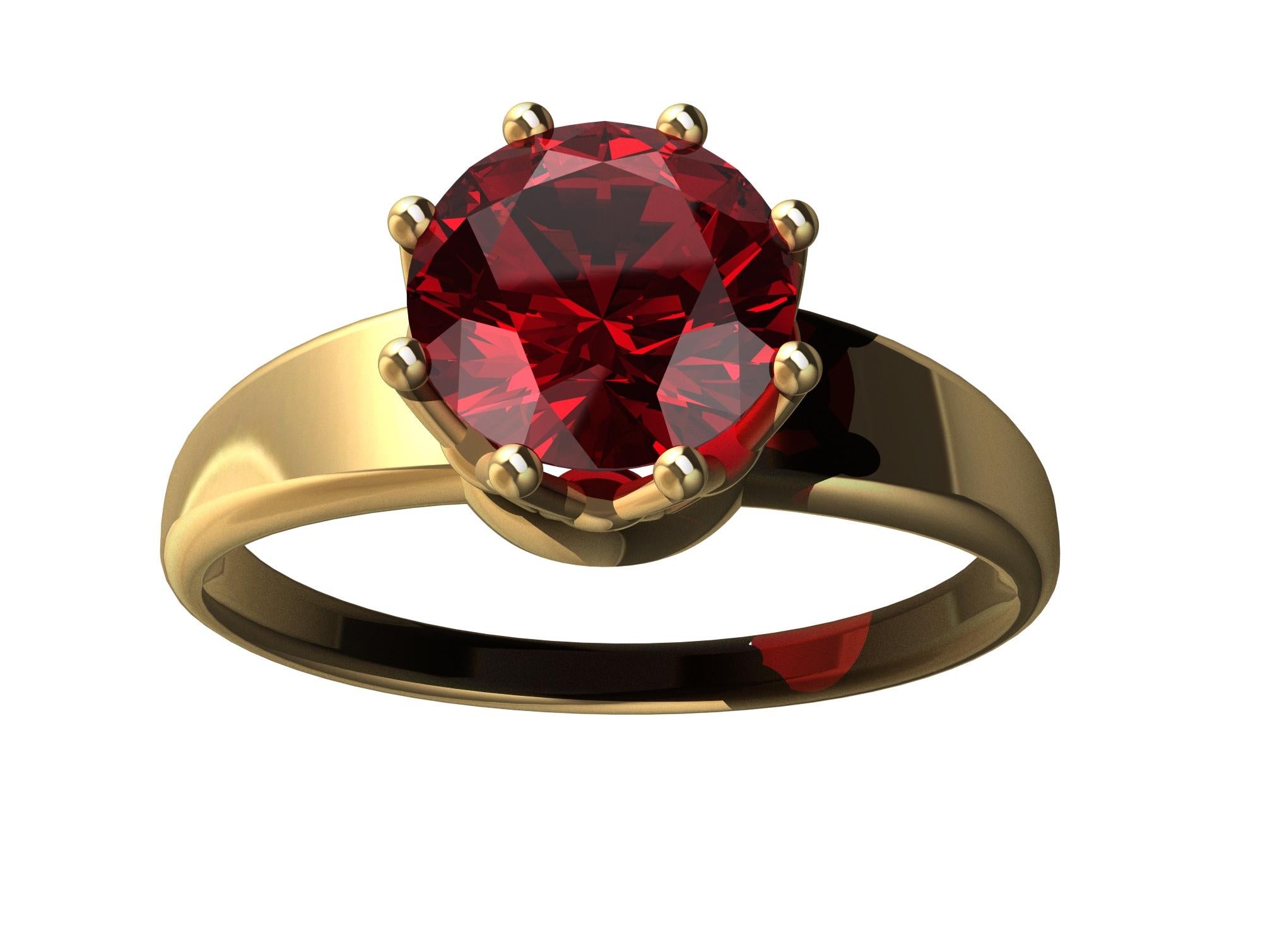 For Sale:  18 Karat Yellow Gold Royal Rhombus Ruby Ring 6