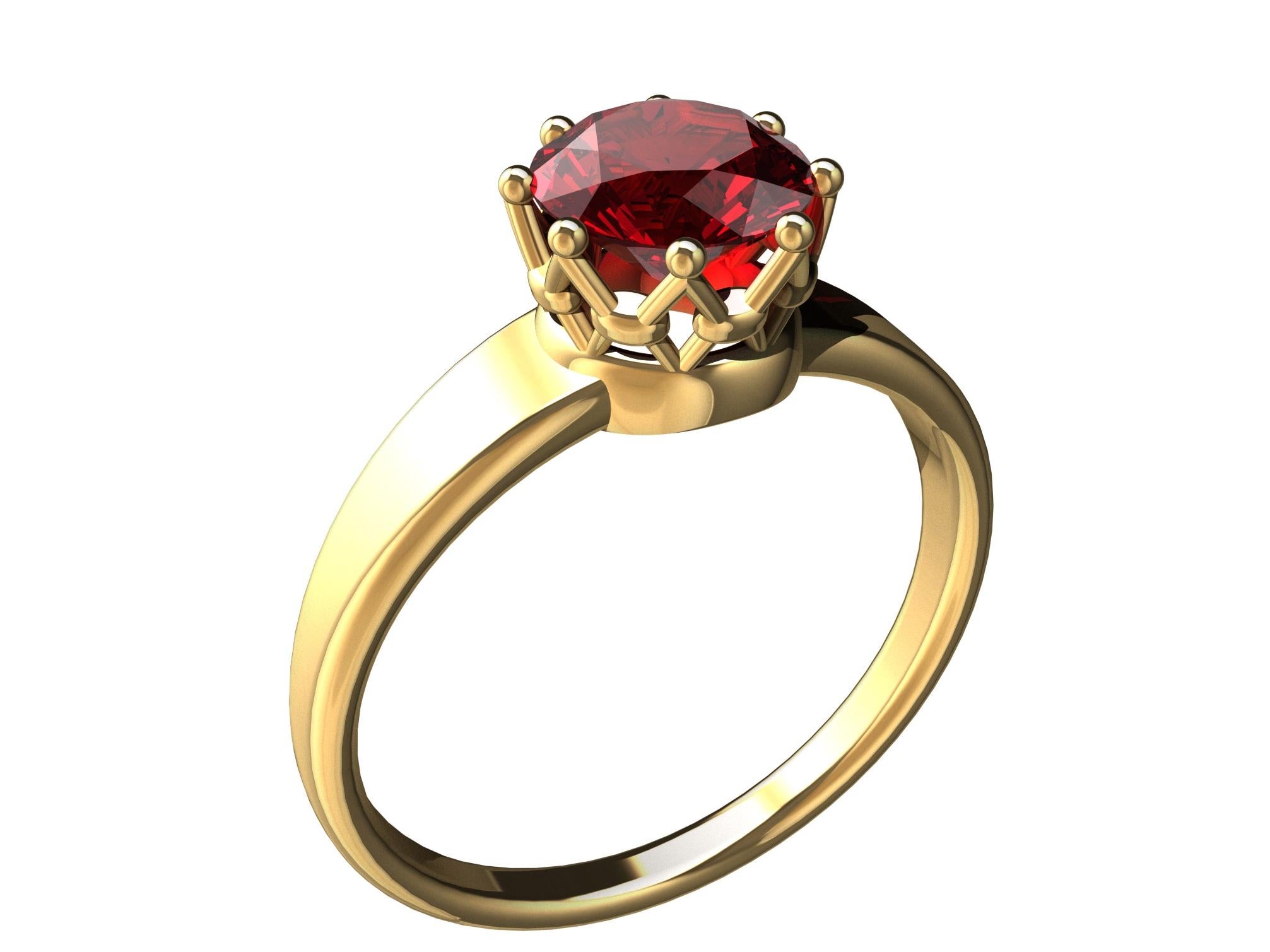 For Sale:  18 Karat Yellow Gold Royal Rhombus Ruby Ring 7