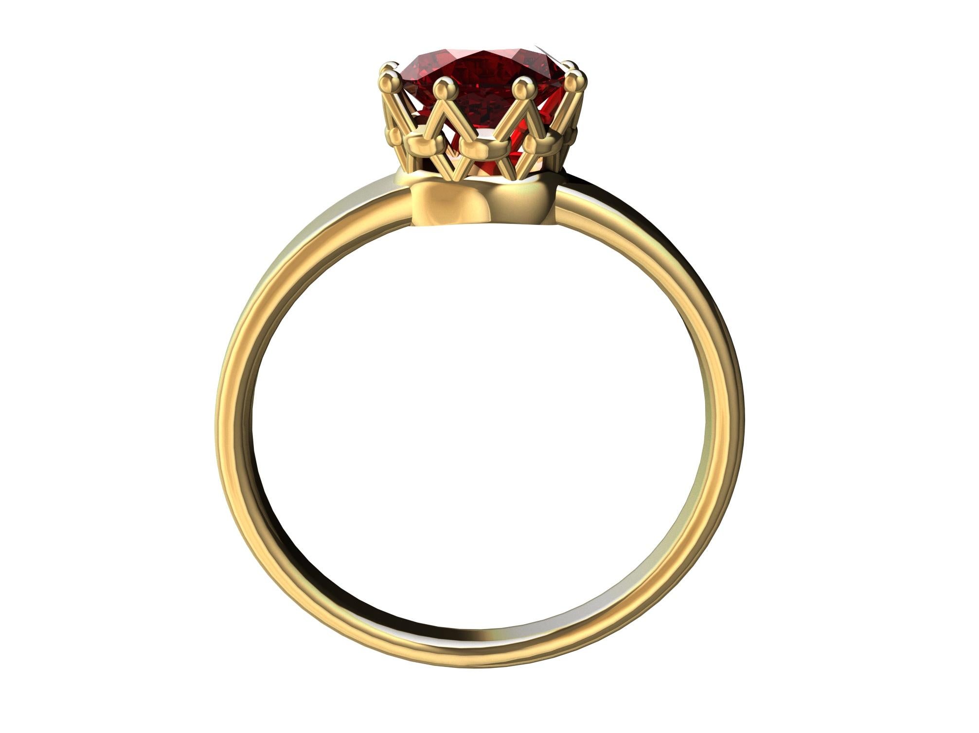 For Sale:  18 Karat Yellow Gold Royal Rhombus Ruby Ring 8