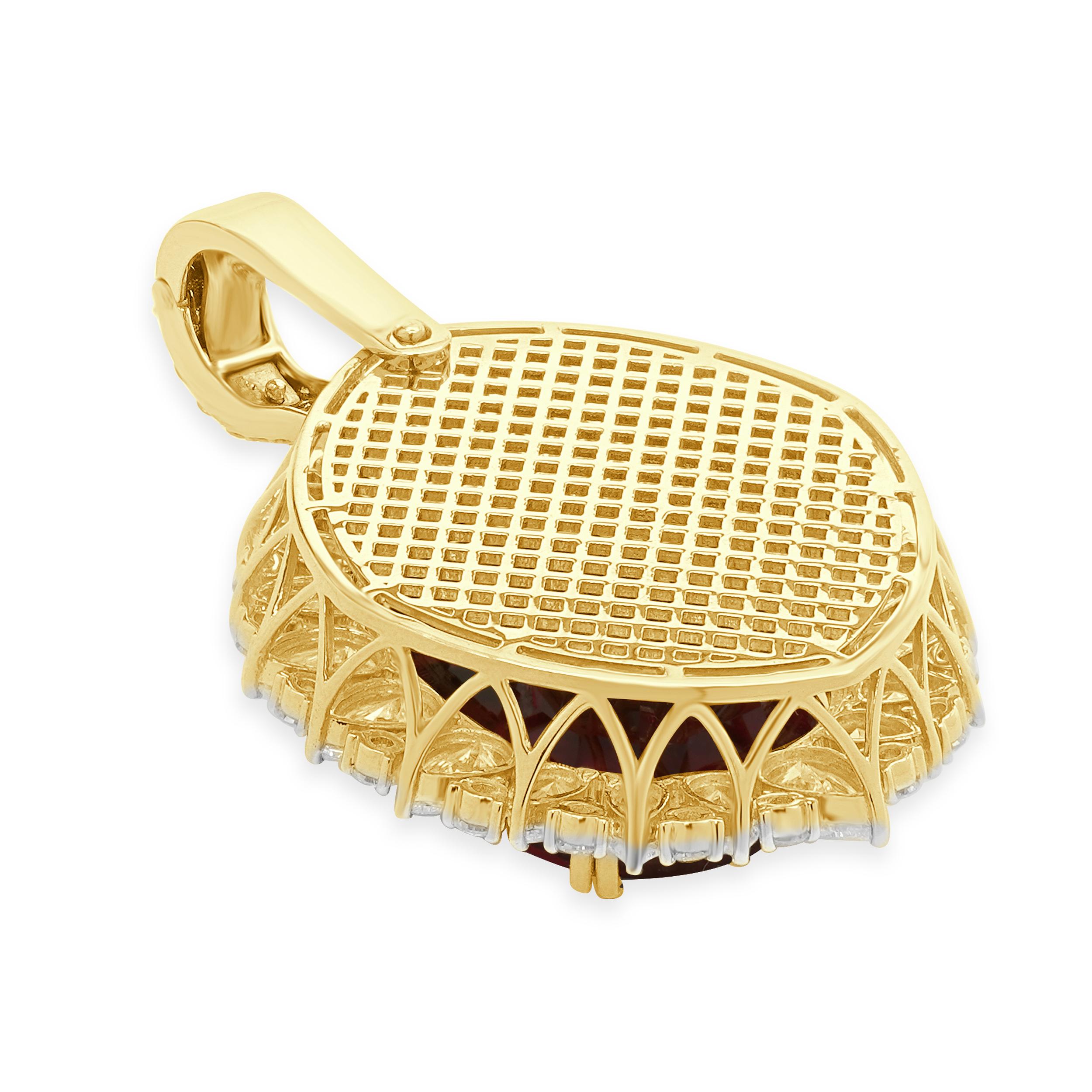 18 Karat Yellow Gold Rubellite & Diamond Pendant In Excellent Condition For Sale In Scottsdale, AZ