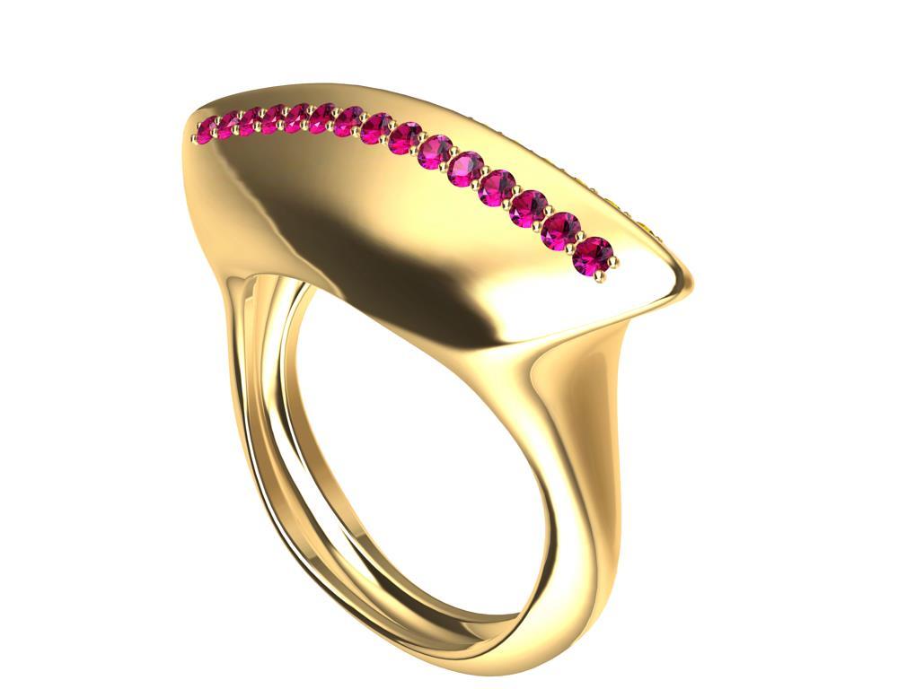 For Sale:  18 Karat Yellow Gold Rubies and  Vivid Yellow Diamonds Cocktail Ring 2