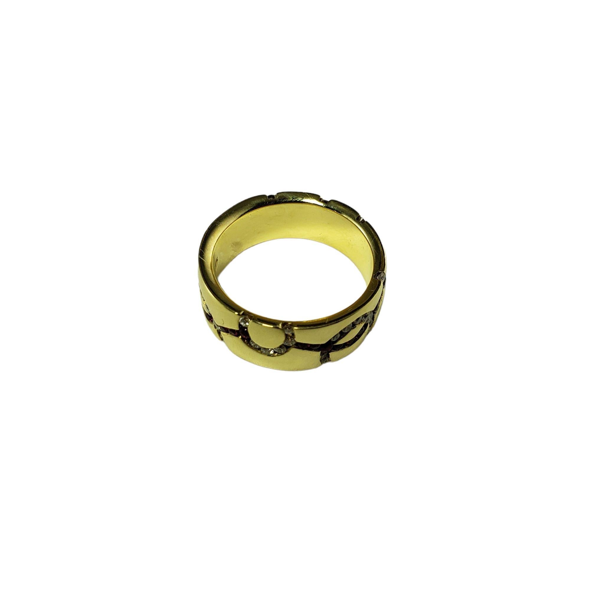 18 Karat Gelbgold Rubin und Diamant-Ring Größe 6,5 #14594 (Rundschliff) im Angebot