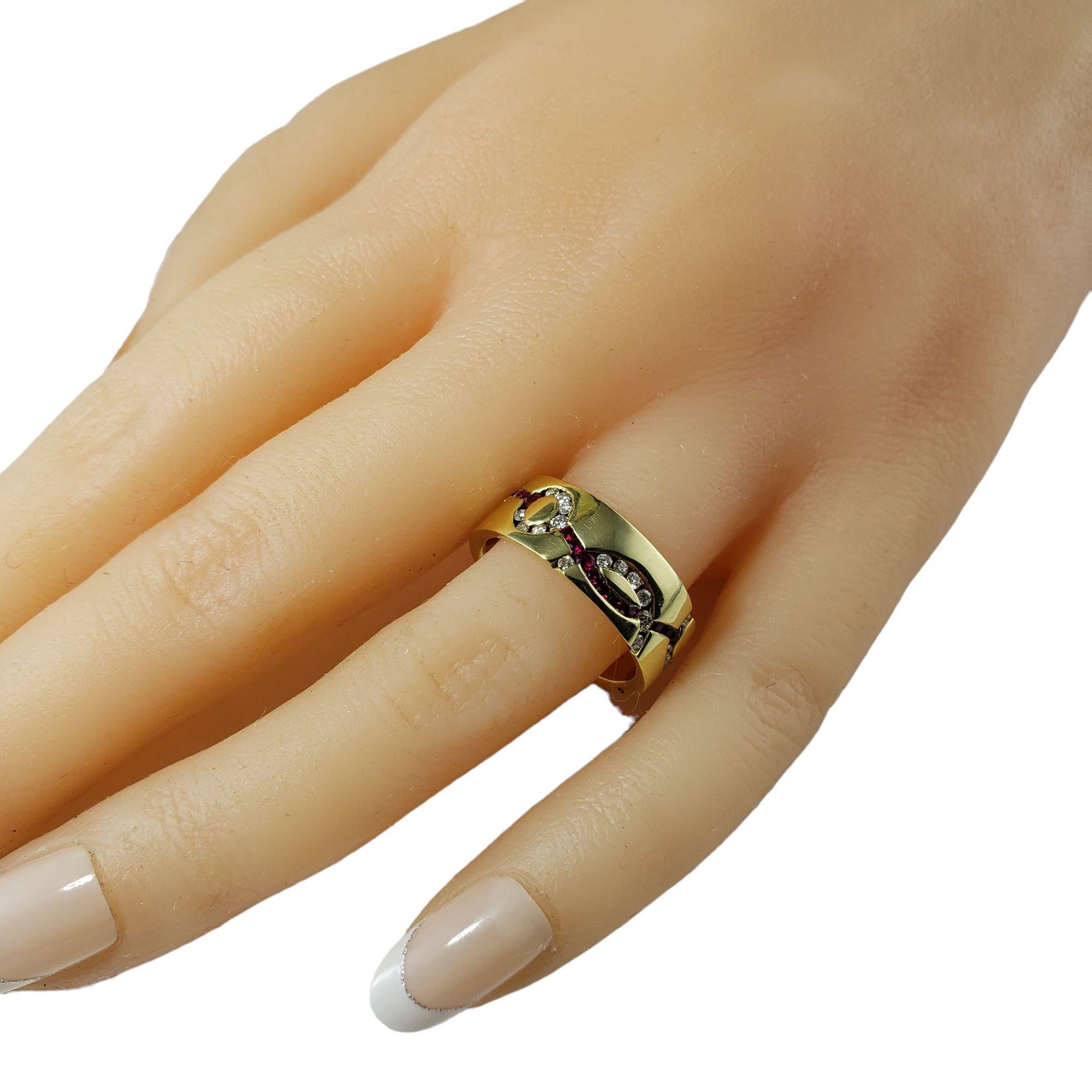 18 Karat Gelbgold Rubin und Diamant-Ring Größe 6,5 #14594 im Angebot 1
