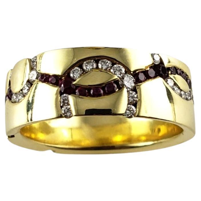 18 Karat Yellow Gold Ruby and Diamond Band Ring Size 6.5 #14594
