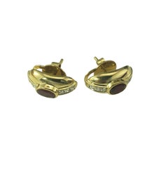 Boucles d'oreilles en or jaune 18 carats, rubis et diamants #19489