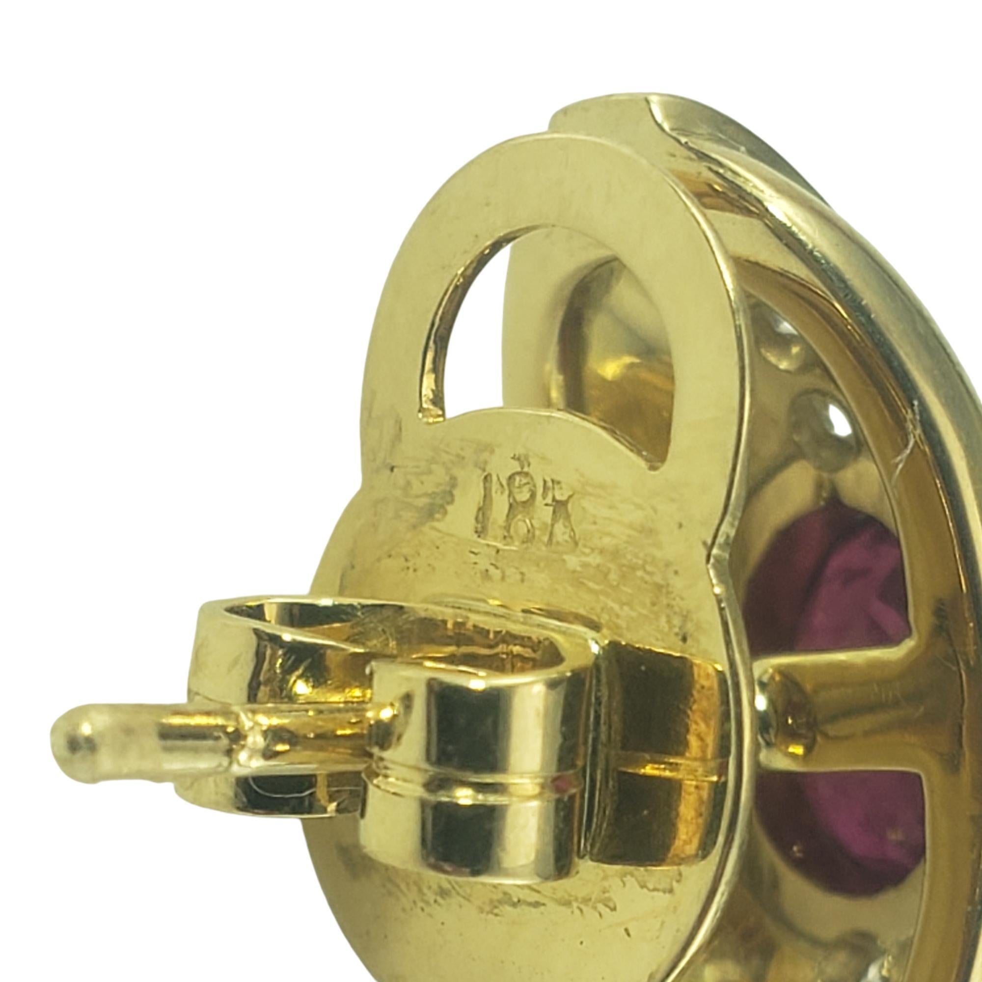 Donna Orecchini in oro giallo 18 carati con rubini e diamanti #19489 in vendita