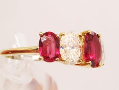 18 Karat Yellow Gold Ruby and Diamond Kurt Wayne Five-Stone Ring