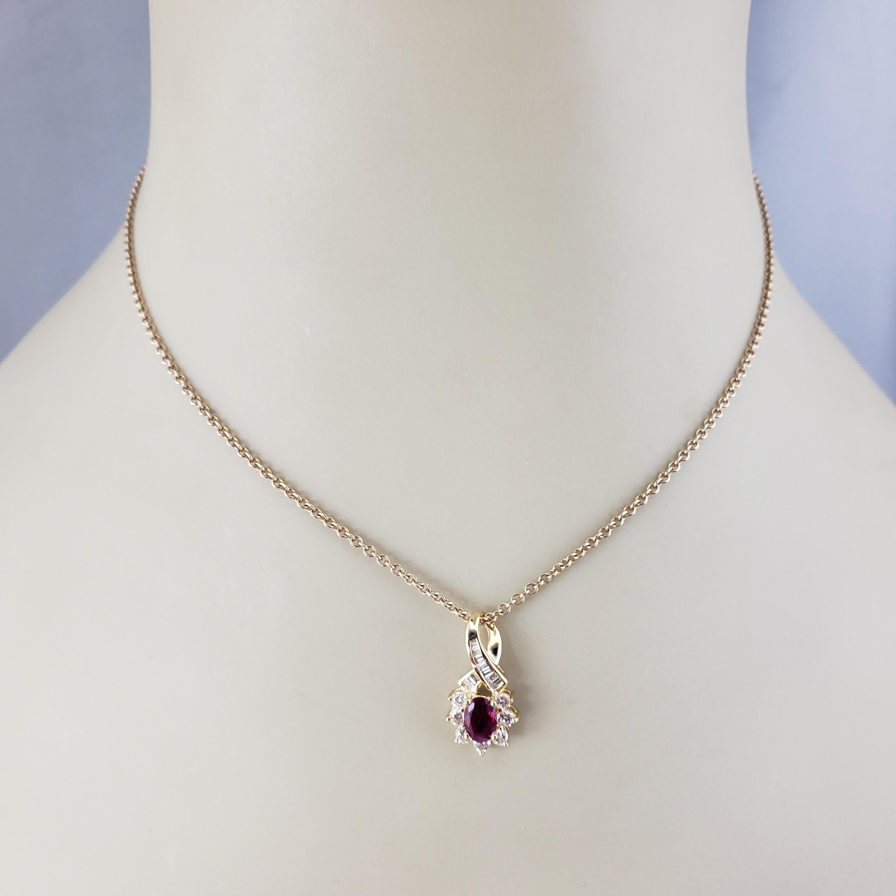 18 Karat Yellow Gold Ruby and Diamond Pendant  #17179 For Sale 1
