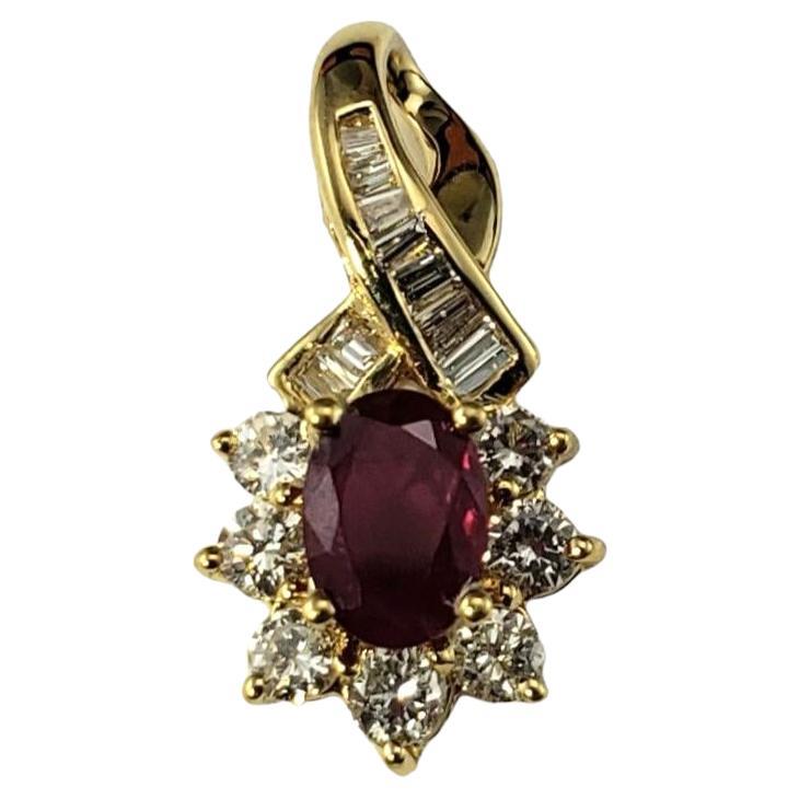 18 Karat Yellow Gold Ruby and Diamond Pendant  #17179 For Sale