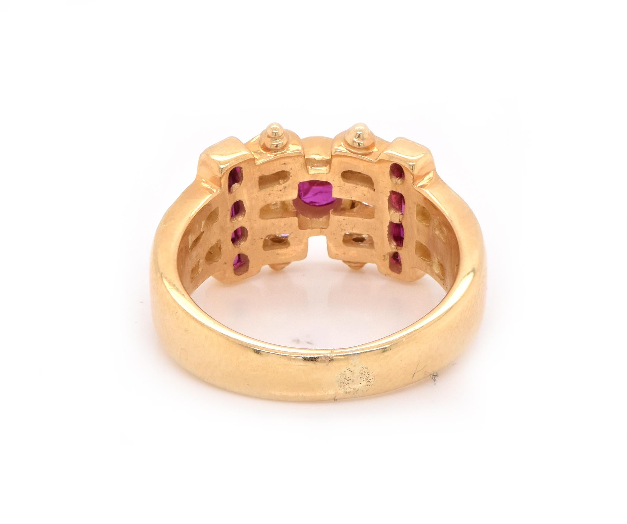 18 Karat Yellow Gold Ruby and Diamond Ring In Excellent Condition In Scottsdale, AZ