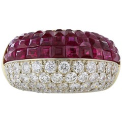 18 Karat Yellow Gold Ruby and Diamond Ring