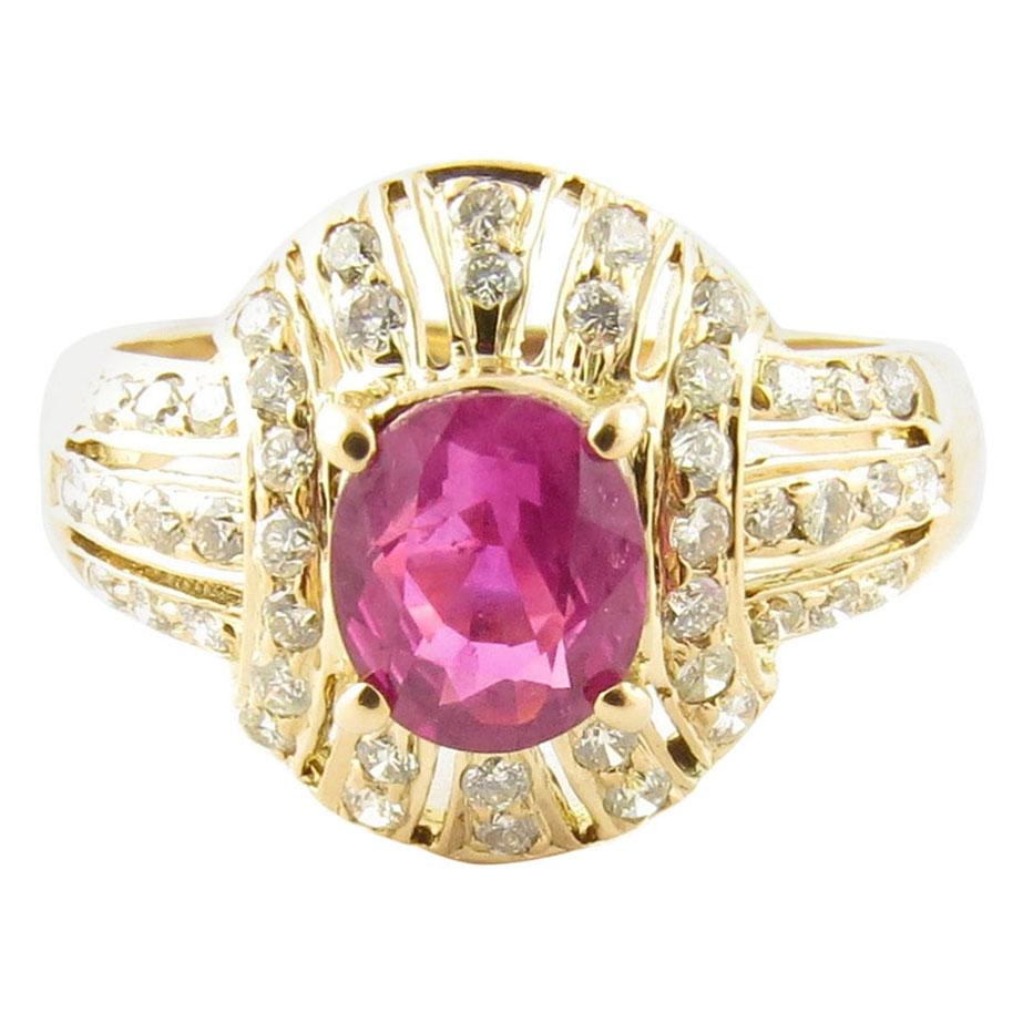 Spark Creations 18 Karat Yellow Gold Diamond And Ruby Contemporary Ring Spark Creations 18 Karat Yellow Gold Diamond And Ruby Contemporary Ring