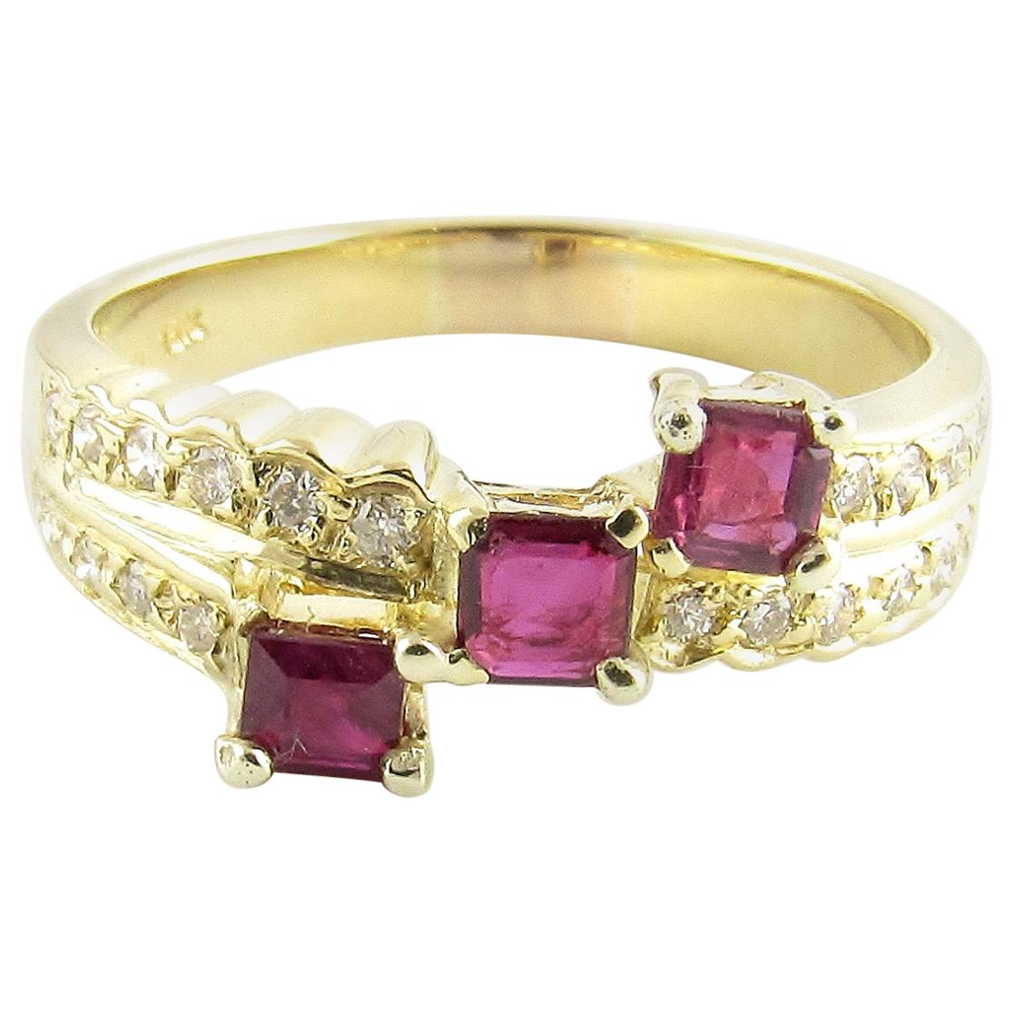 18 Karat Yellow Gold Ruby and Diamond Ring