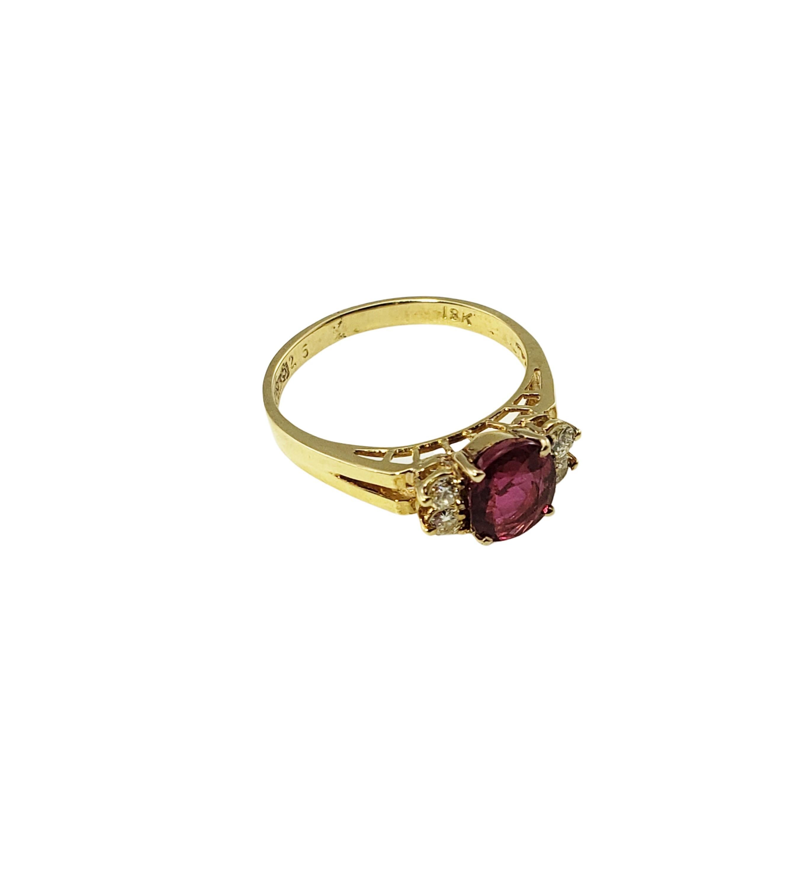 18 Karat Yellow Gold Ruby and Diamond Ring In Good Condition For Sale In Washington Depot, CT