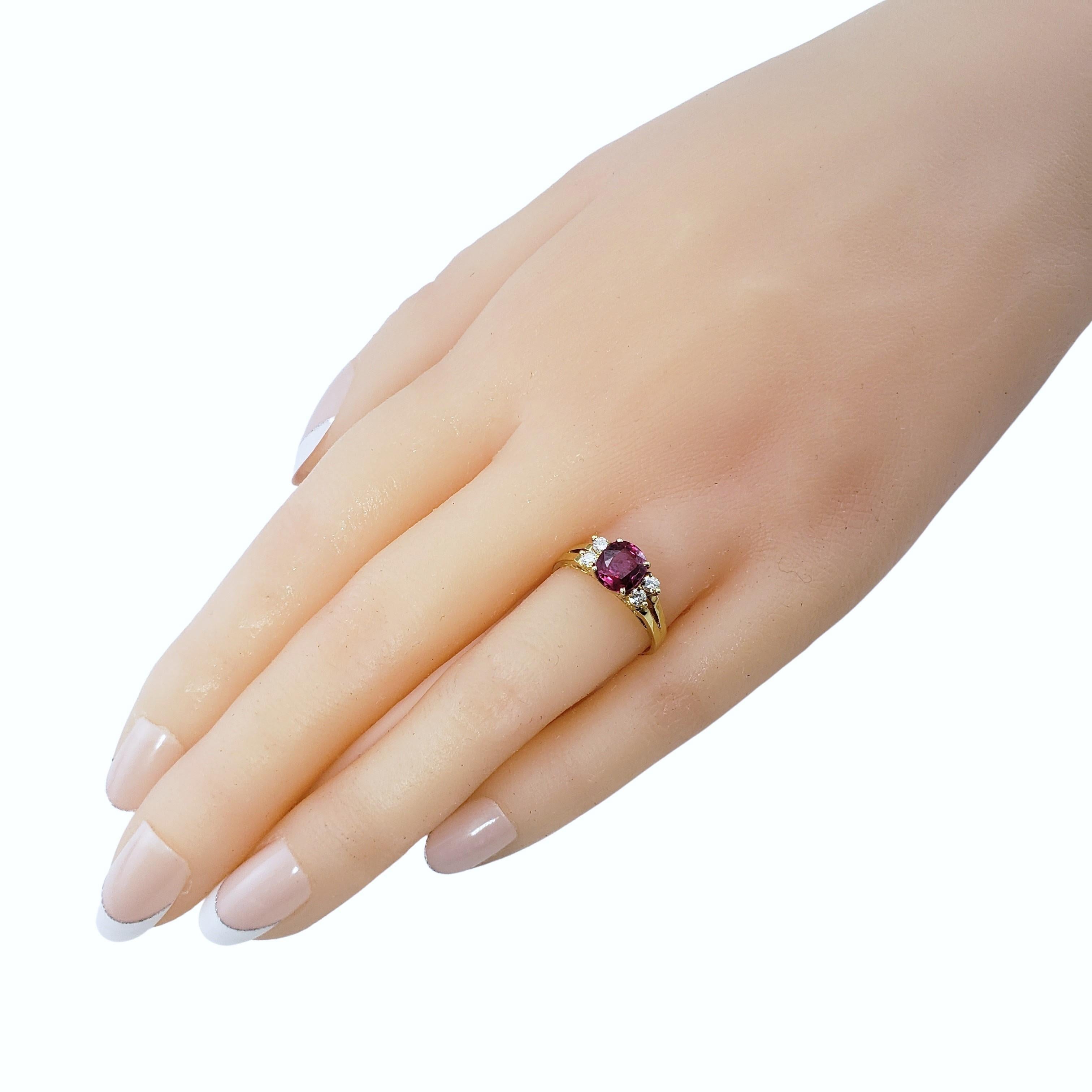 18 Karat Yellow Gold Ruby and Diamond Ring For Sale 3