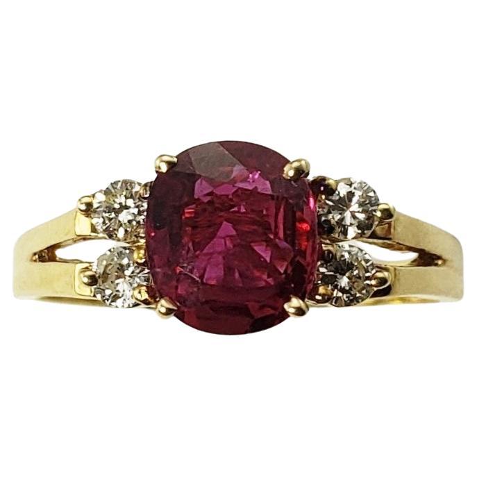18 Karat Yellow Gold Ruby and Diamond Ring For Sale