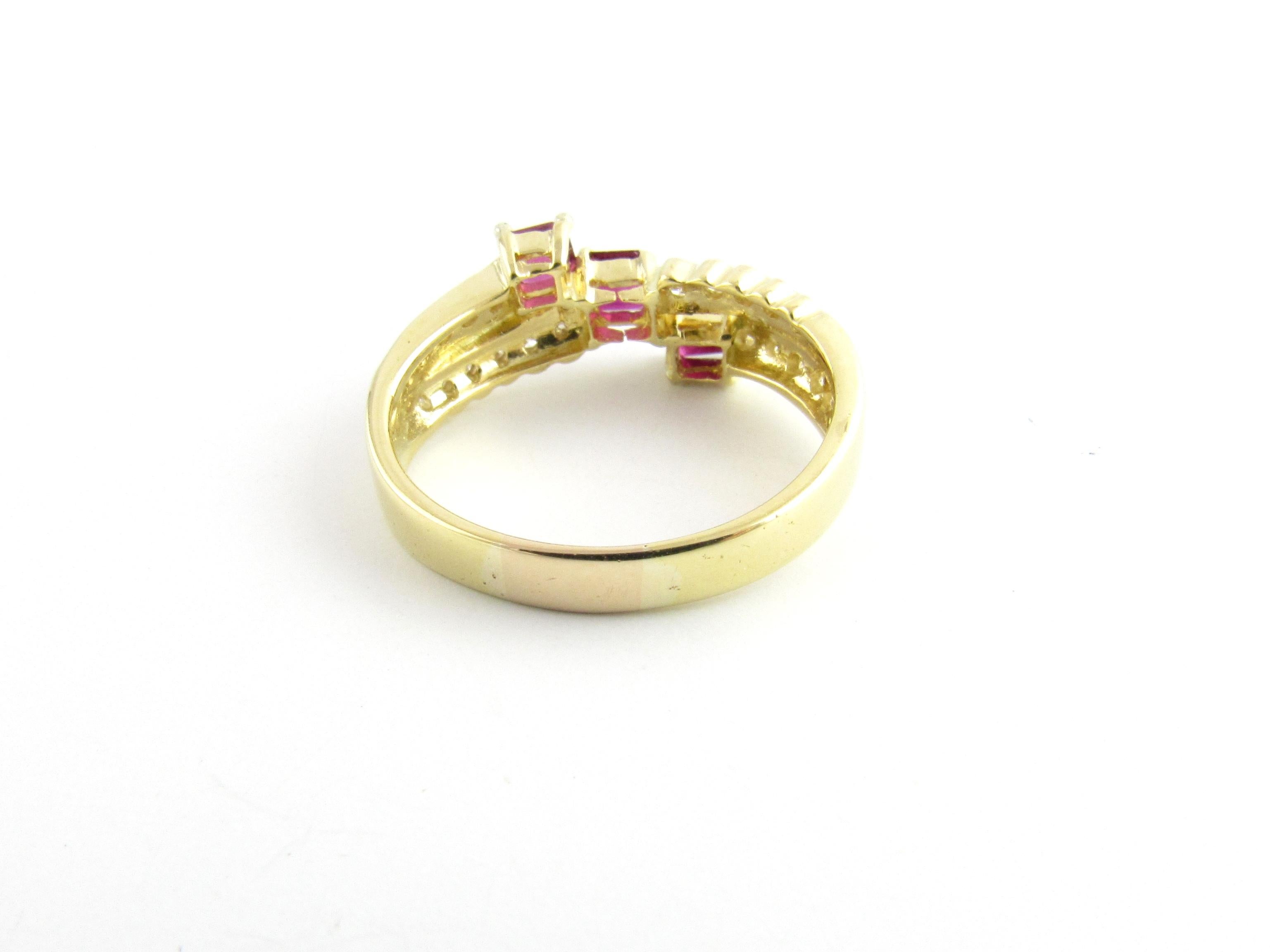 Round Cut 18 Karat Yellow Gold Ruby and Diamond Ring