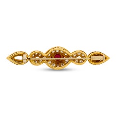 18 Karat Yellow Gold Ruby and Diamond Twisted Straight Pin