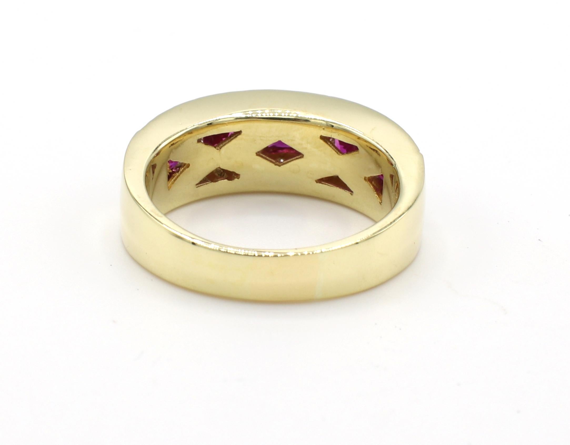 gold band with rubies