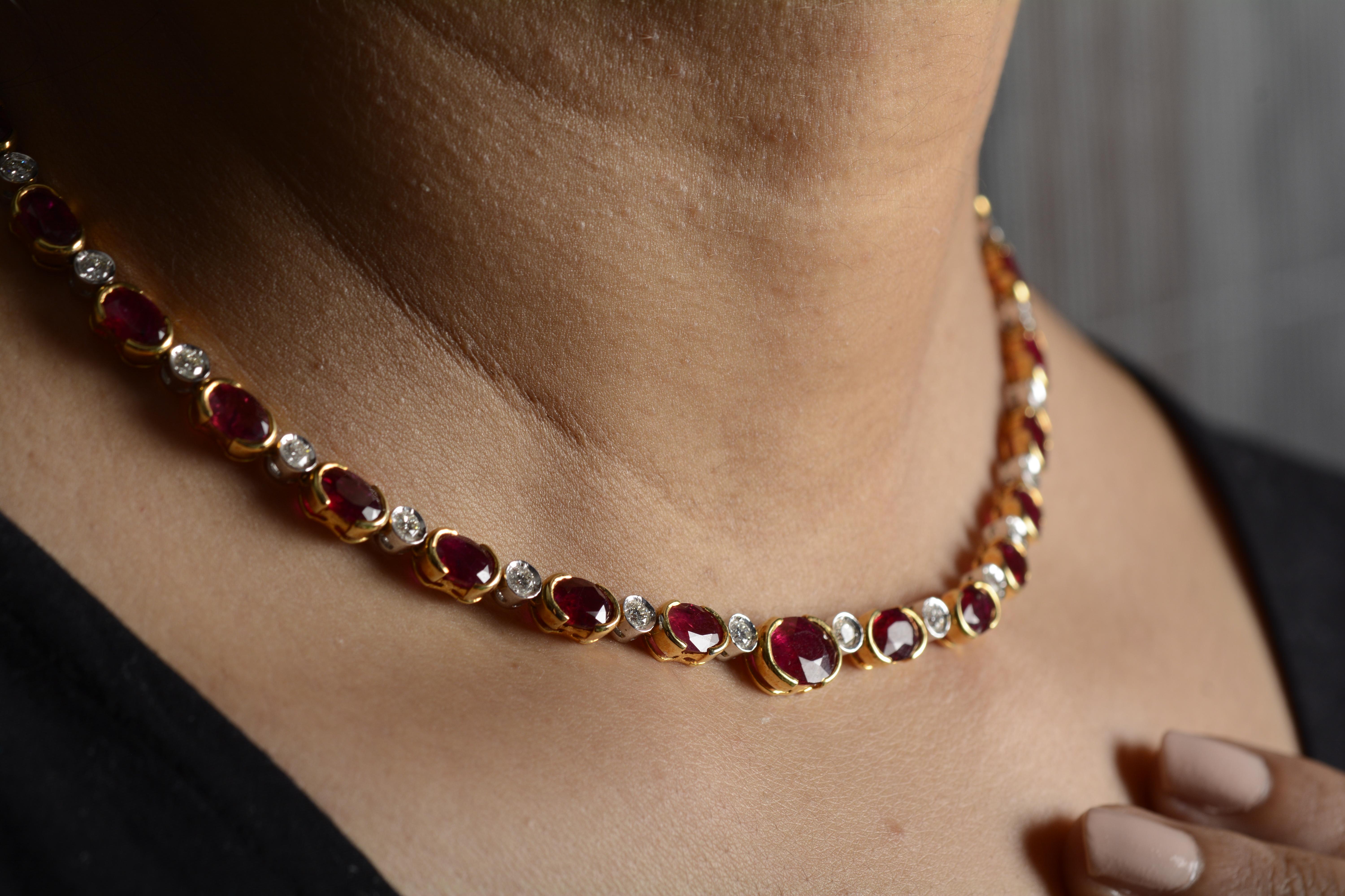 18 Karat Yellow Gold Ruby Diamond Necklace Set 3