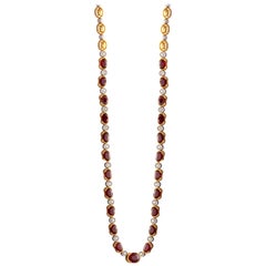 18 Karat Yellow Gold Ruby Diamond Necklace Set
