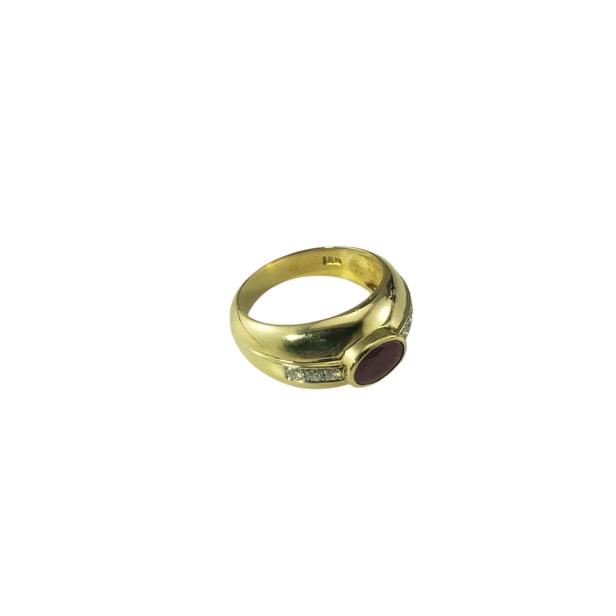 Contemporary 18 Karat Yellow Gold Ruby Diamond Ring Band Size 6.5  #19484 For Sale