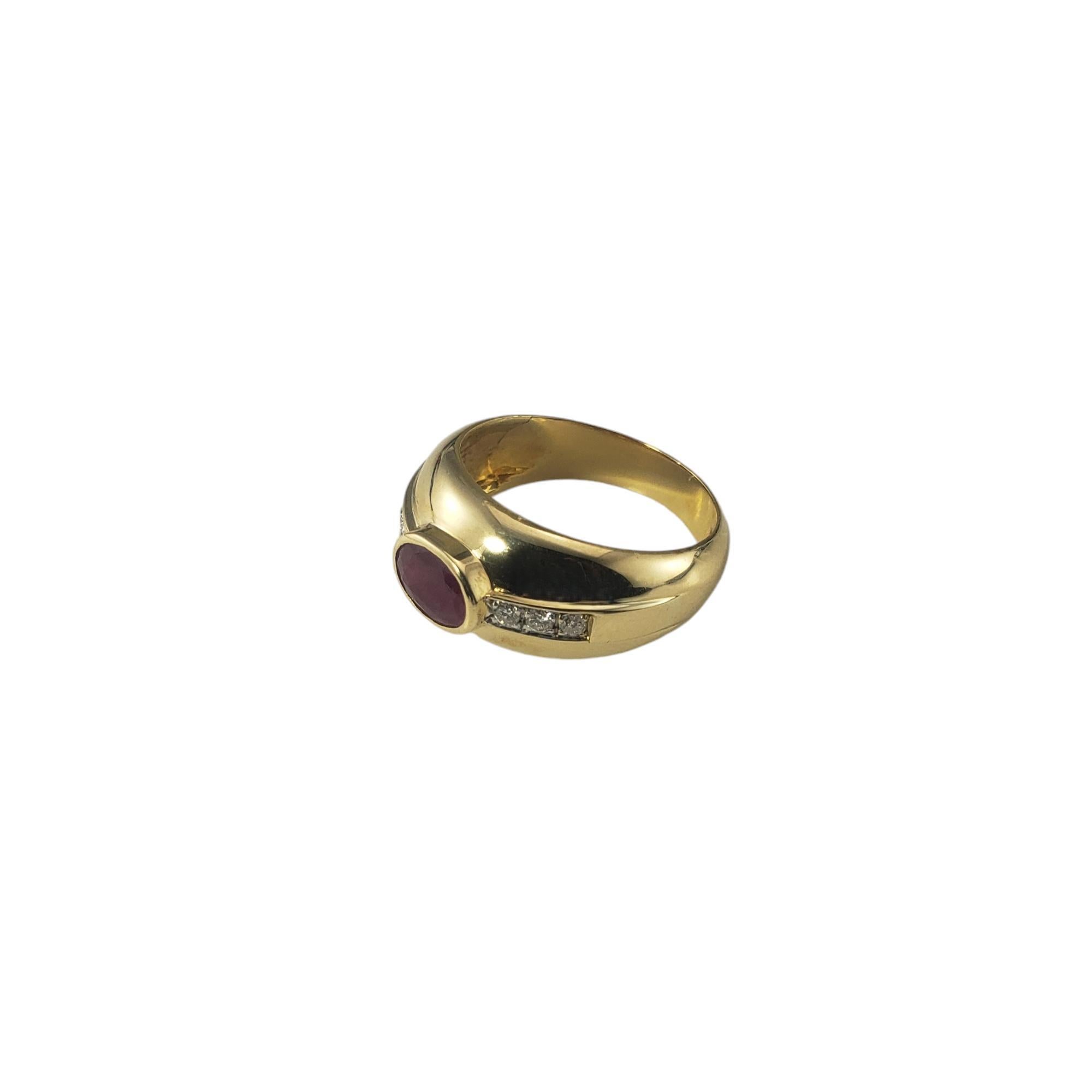 Oval Cut 18 Karat Yellow Gold Ruby Diamond Ring Band Size 6.5  #19484 For Sale