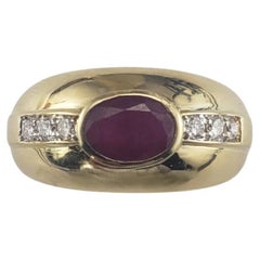 Bague en or jaune 18 carats, rubis et diamants, taille 6,5  #19484