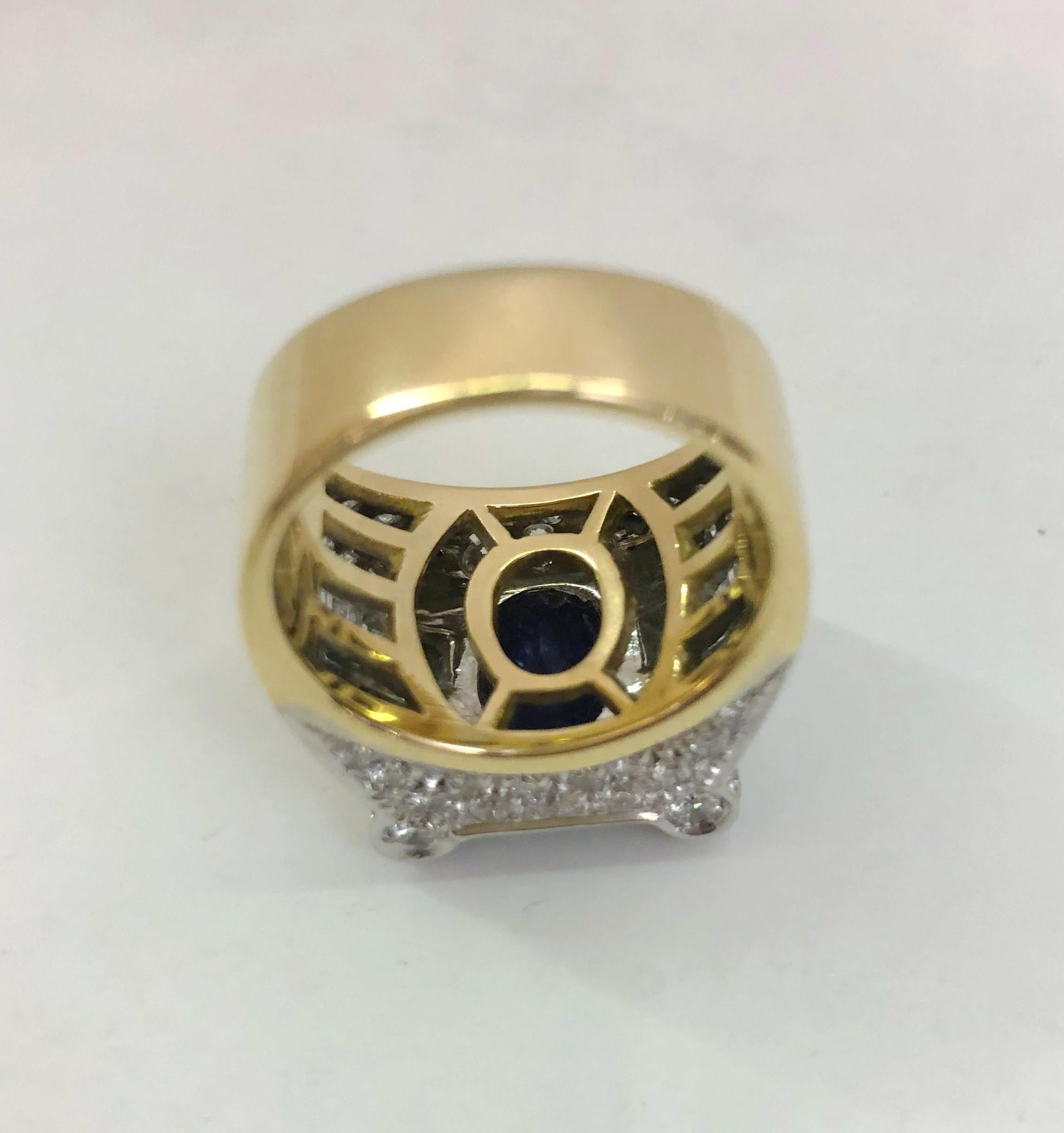Bague en or jaune 18 carats, rubis et diamant Bon état - En vente à Los Angeles, CA